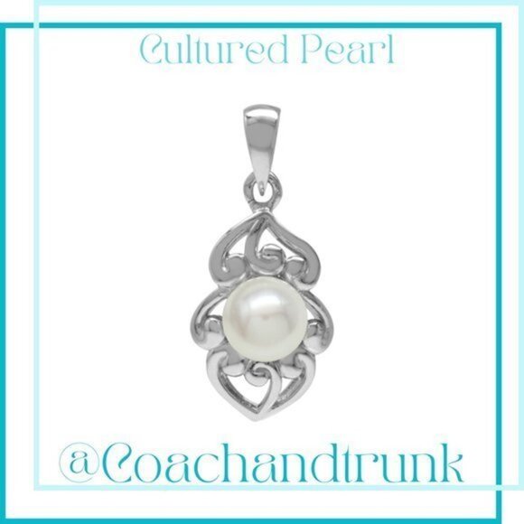 925 Sterling Freshwater Pearl Vintage Filigree Metal Work Pendant NWT - Picture 1 of 10